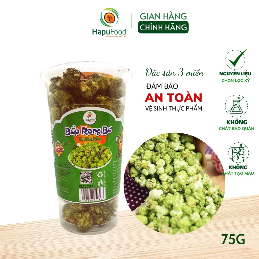 Bắp rang bơ vị matcha HAPUFOOD 75g - thơm ngon, ăn cực đã