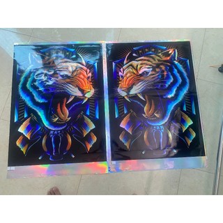 Decal tem mặt hổ dán trang trí xe, tem phản quang 7 màu , tem decal thường.. SL 1 đôi (nhiều kich thước)