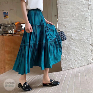 Chân váy lụa 3 tầng gân trơn nhiều màu hàng quảng châu 727