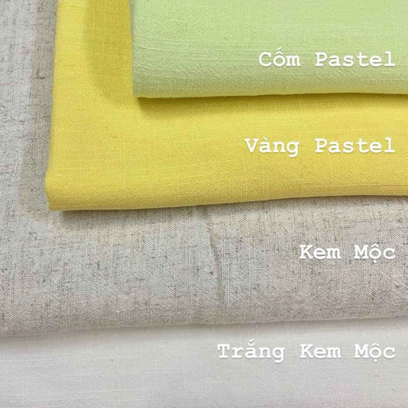 VẢI LINEN BAMBOO KIỆN STOCK  TRẮNG KEM - KEM TIÊU - VÀNG PASTEL - CỐM PASTEL / Chất vải siêu mềm mướt, ít nhăn êm da