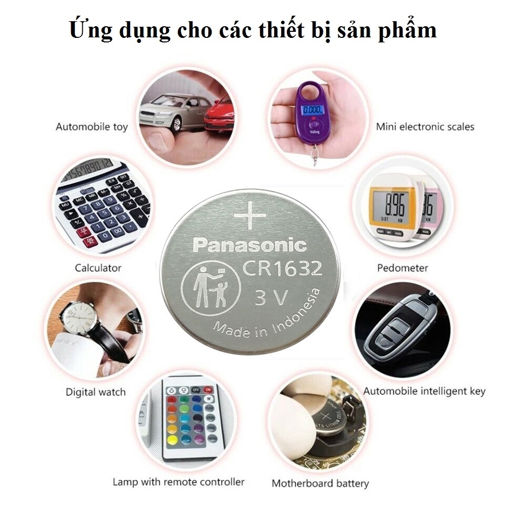 Pin Cúc 3V CR1632 Lithium Panasonic (1 viên / có thuế)