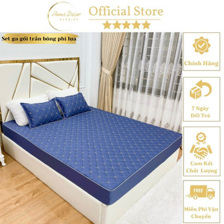 Bộ ga gối trần bông phi lụa mềm mịn nhập khẩu cao cấp, Bộ Drap giường bọc đệm kèm 2 vỏ gối đầy đủ kích thước m6-m8-2m2