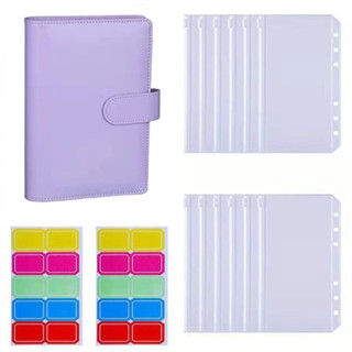 Sổ tiết kiệm, quản lý chi tiêu, 6 còng 10 túi zip, giấy note A6, sổ lập kế hoạch chi tiêu, đựng tiền bìa da