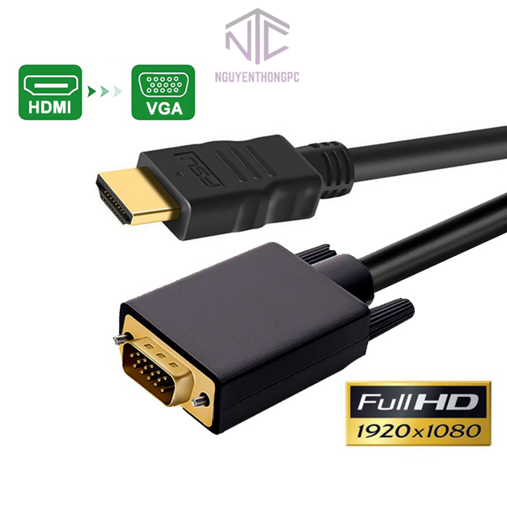 Cáp chuyển HDMI sang VGA, HDMI to VGA dây dài 1.8 mét độ phân giải FullHD  1920x1080P