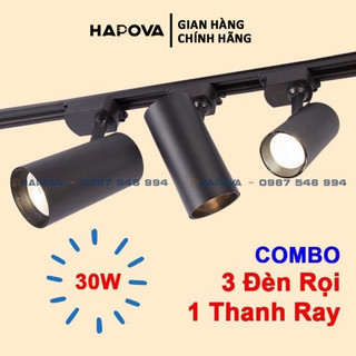 Combo 3 Đèn rọi ray và 1 Thanh ray 1 mét Công suất 20W, 30W HAPOVA NIKIS DR 02