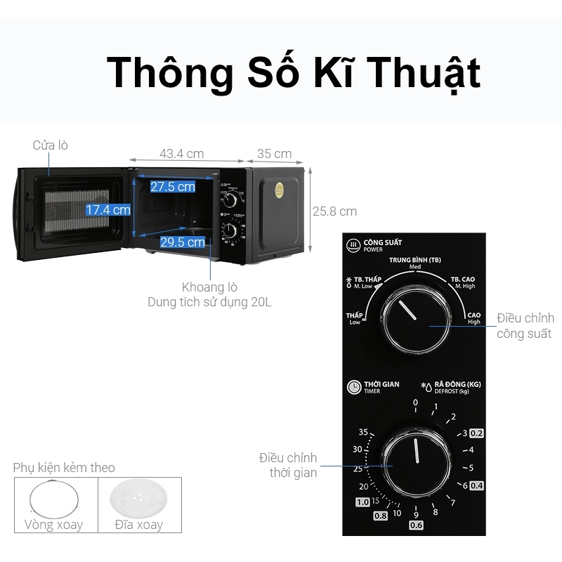 Lò Vi Sóng Toshiba MW2-MM20P(BK-W), 20Lit - 700w, Hàng Chính Hãng | BigBuy360 - bigbuy360.vn