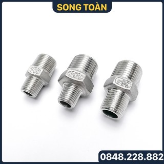 Kép Giảm Ren Inox 304, Kép Thu Inox 304 13 17 21 27 34 Hai Đầu Ren Ngoài - Straight Connectors Stainless Steel
