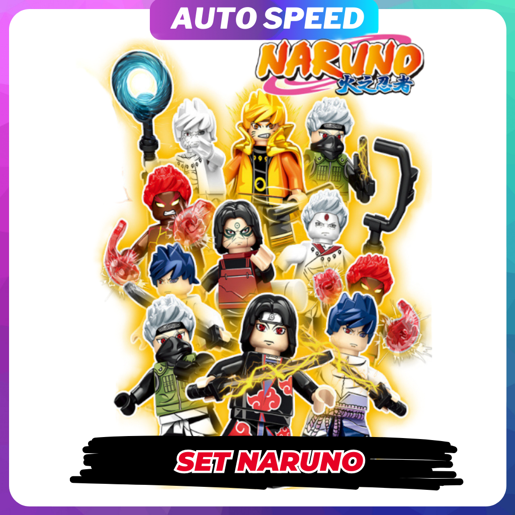 [ Chỉ 9K/Bộ ]  Naruto Combo Đồ Chơi Lắp Ráp Minifigure Mô Hình Naruto Phim Anime Uchiha Madara Sasuk