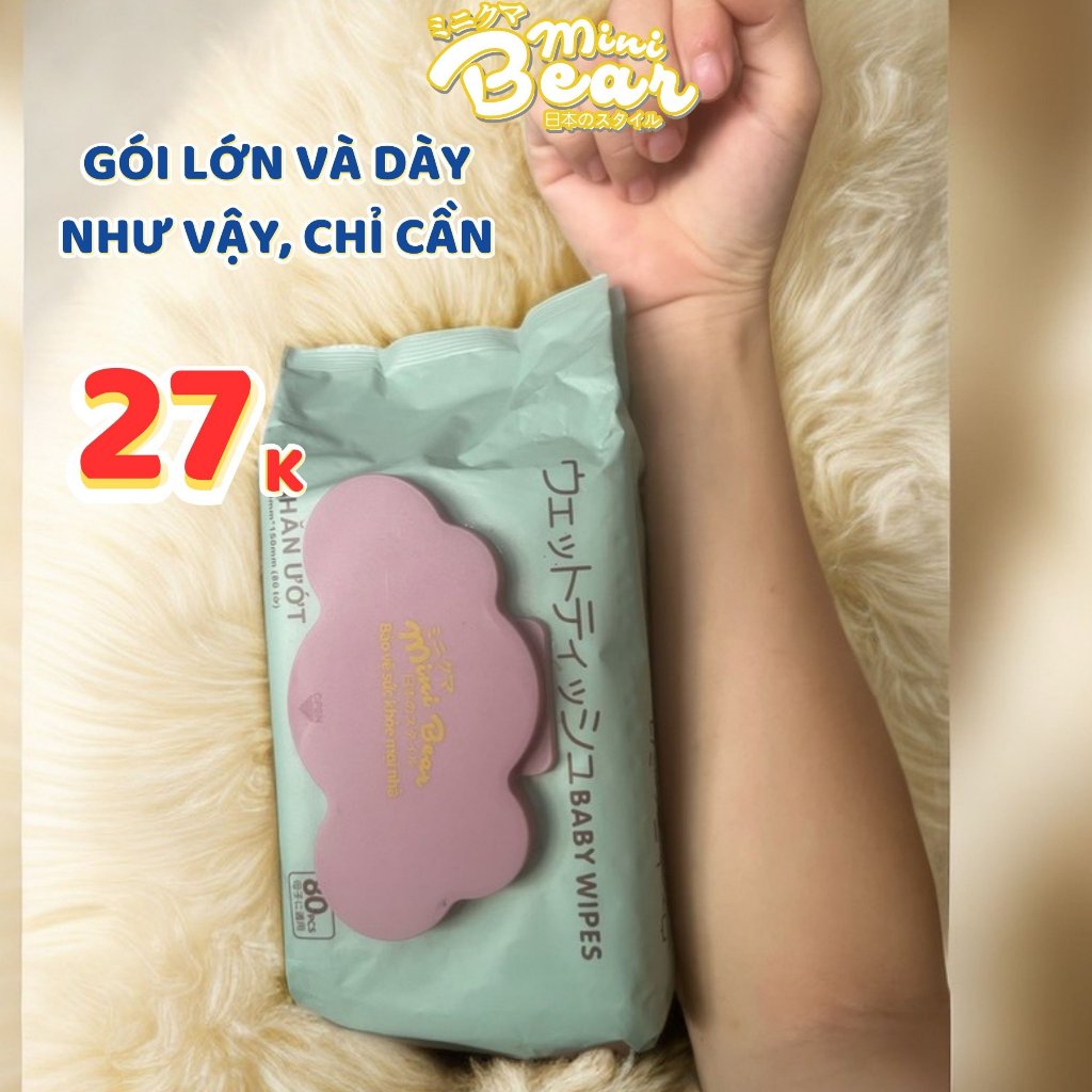 Khăn giấy ướt không mùi MiniBear 1 gói 80 tờ.