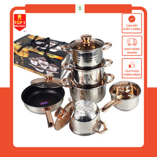 Bộ nồi đức 6 món 5 đáy engelberg, bộ nồi inox cao cấp siêu dày siêu bền cho gia đình - kim hà market