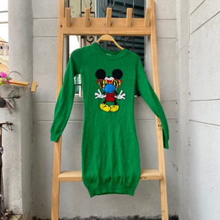 2hand đầm len xanh xịn size S và M vừa dài 91cm mã 198