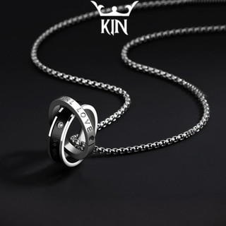 Dây Chuyền Nam Nữ Eternal Mặt Dây Chuyền Phối Nhẫn Thép Titan Màu Bạc Phong Cách Hiphop Dễ Phối Đồ Kin Accessories