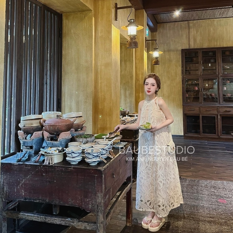 Váy babydoll , váy thiết kế, váy maxi đi biển chất liệu vải ren 2 lớp lót tơ cao cấp mềm mại nhẹ mát phông cách Hàn Quốc | BigBuy360 - bigbuy360.vn