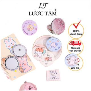 Gương cầm tay mini siêu cute 2 mặt gương trang điểm gấp gọn bỏ túi tiện lợi Lược Tâm