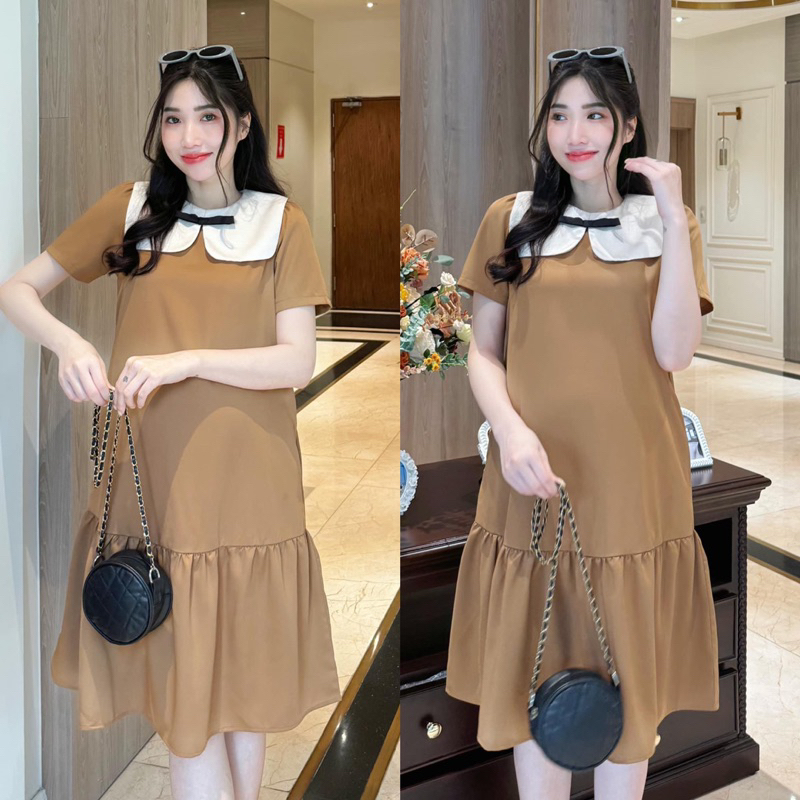 EVERMOM l Đầm bầu Linci đuôi cá công sở phối cổ lụa thuỷ thủ