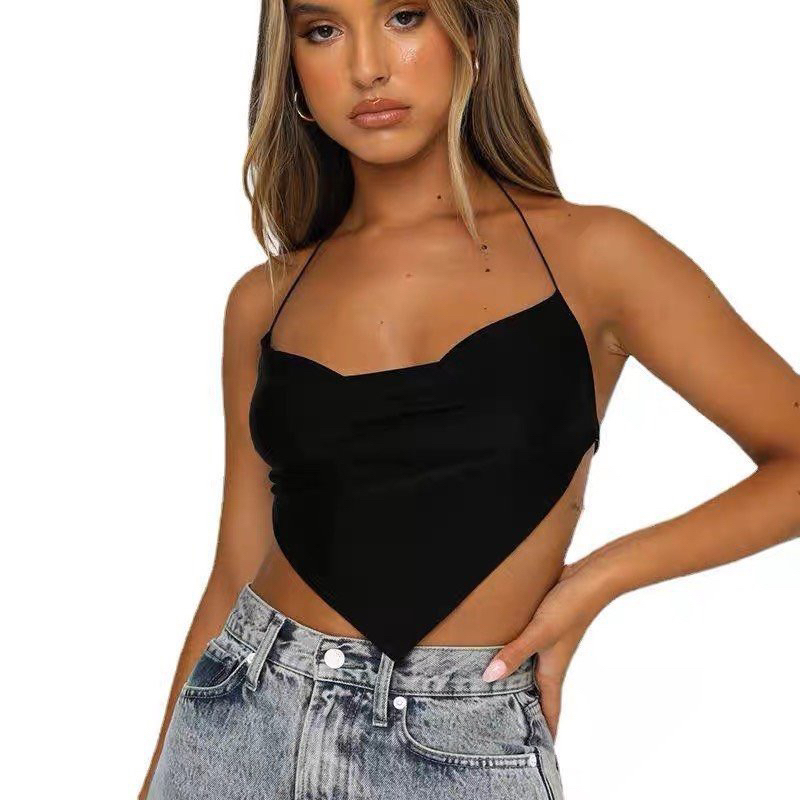 Áo yếm croptop body hở lưng cột nơ, áo kiểu nữ màu đen trắng thun co giãn mặc hè đi biển tôn dáng G794 | BigBuy360 - bigbuy360.vn