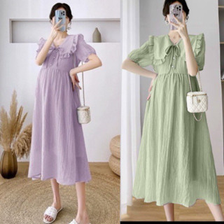 Váy Bầu Thiết Kế, Đầm Bầu Babydoll Mùa Hè Đi Tiệc Cổ Bèo Xinh Xắn Sang Chảnh Giá Rẻ
