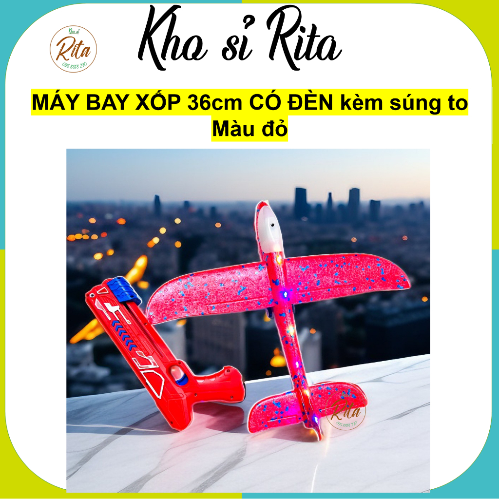 Ritahcm siêu rẻ_Size lớn 48cm- Súng bắn máy bay xốp đèn led, máy bay xốp phi tay lên không trung