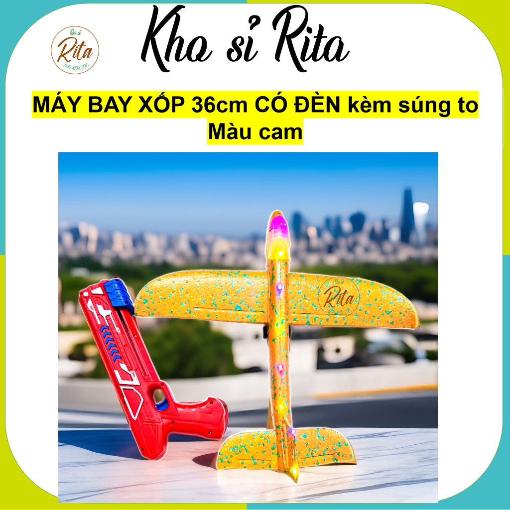 Ritahcm siêu rẻ_Size lớn 48cm- Súng bắn máy bay xốp đèn led, máy bay xốp phi tay lên không trung