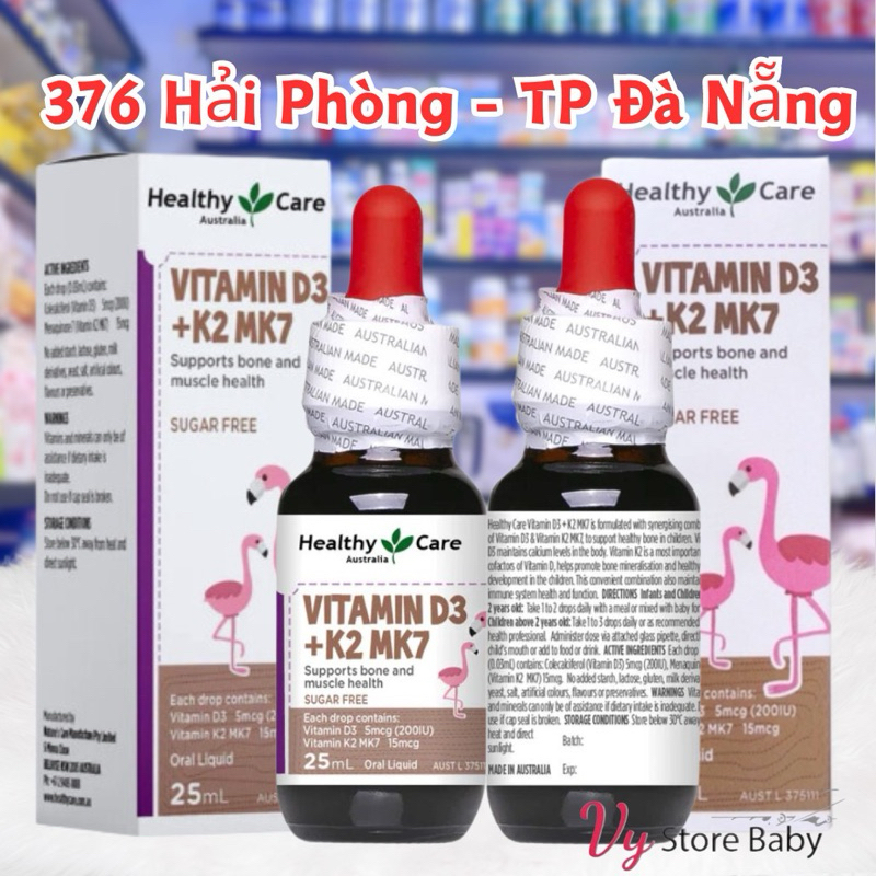 Vitamin D3 + K2 MK7 Healthycare Úc