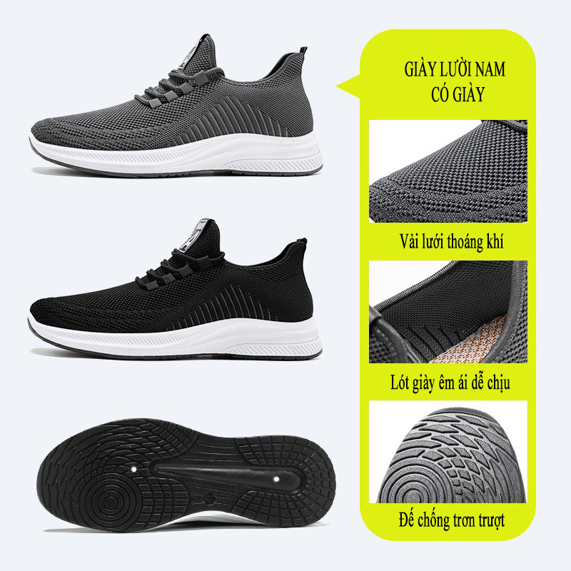 (Fullbox + Freeship) Giày Lười Có Dây Nam