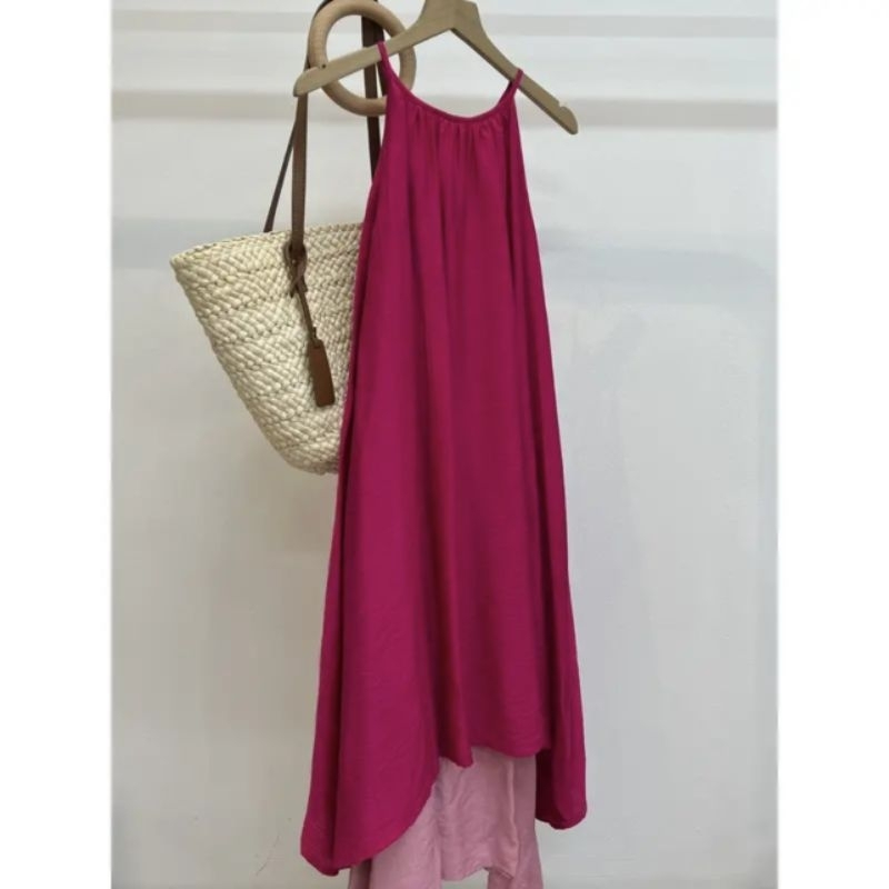 Váy Cổ Yếm Phối Màu 2 Tầng Đuôi Cá Form Xoè Rộng Nhiều Màu Chất Mát Phối Màu Dáng Suông Maxi Đi Biển Siu Xinh | BigBuy360 - bigbuy360.vn