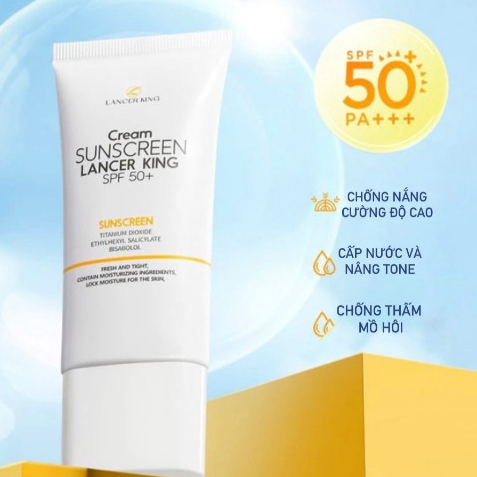 Kem Chống Nắng LANCER KING SPF 50+ PA++ Nâng Tông Tự Nhiên Bảo Vệ Da Dưới Ánh Nắng