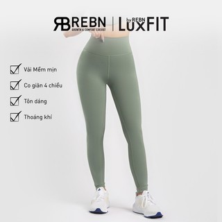Quần tập gym yoga lưng cao REBN vải LuxFit cao cấp - REBN High rise Leggings Lily Pad-LuxFit