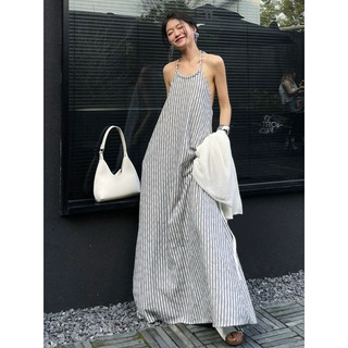 Váy Maxi Kẻ Sọc Hở Lưng