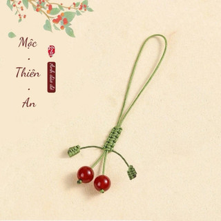 Móc điện thoại, móc túi xách mã não anh đào đỏ may mắn, bình an