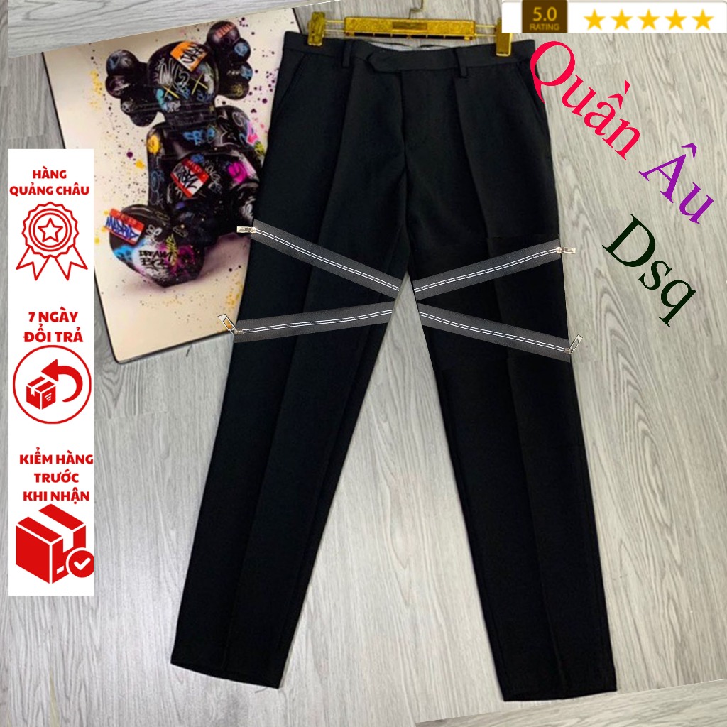 Quần âu nam 4 khóa đùi quần dsp amiri khóa kéo chất vải may thêu 4 khóa đùi