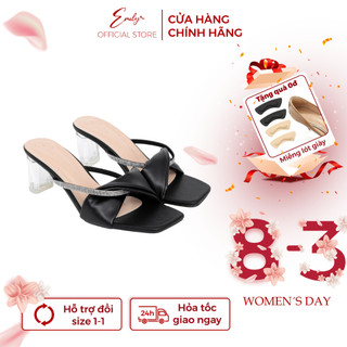 Guốc Cao Gót Emily Dép Quai Ngang Gót trụ meca 7 Phân Phối Đá Phong Cách Trẻ Trung Sang Chảnh - EE2M
