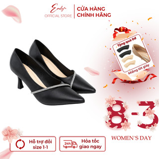 Giày Cao Gót Emily Giày Công Sở Gót Nhọn 7 Phân Mũi Nhọn Phối Dây Đá Dáng Basic Trẻ Trung Sang Trọng Form Chuẩn - ETG4M