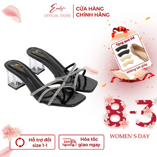 Guốc Cao Gót Emily Dép Xỏ Ngón Gót Vuông Meca 5 Phân Quai Đá Phong Cách Trẻ Trung Sang Chảnh - EE9M