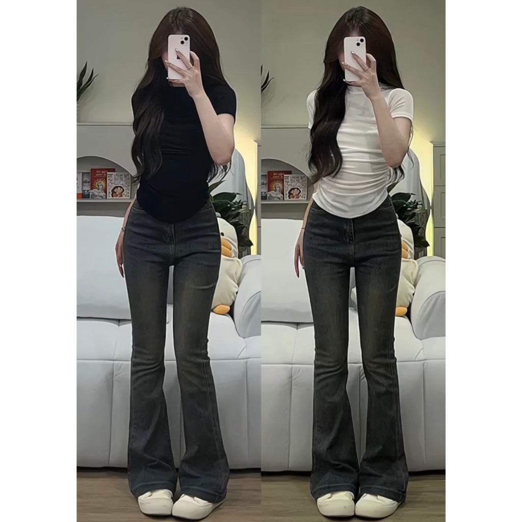 - (MUA Ở GIỎ LIVE ĐỂ ÁP MÃ) Quà tặng sinh nhật,bạn gái,cho nữ,tết Áo thun nhúm/Quần jeans ống rộng