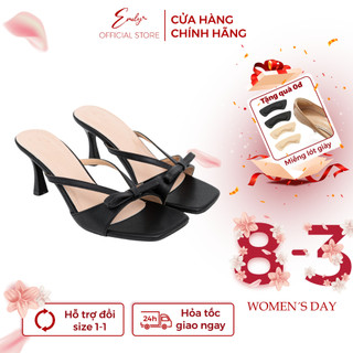 Guốc Cao Gót Emily Dép Xỏ Ngón Dây Mảnh Gót Nhọn 7 Phân Phối Nơ Phong Cách Trẻ Trung Thanh Lịch - EE1M