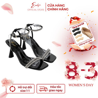 Giày Sandal Cao Gót Nữ Emily Gót Nhọn 7 Phân Tôn Dáng Quai Ngang Đính Đá Sang Chảnh - EE11M