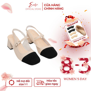Giày Cao Gót Emily Giày Công Sở Gót Vuông 5 Phân Mũi Vuông Dáng Basic Phối Màu Trẻ Trung - ETG8M