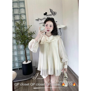 Áo tơ dập ly cổ nơ QP