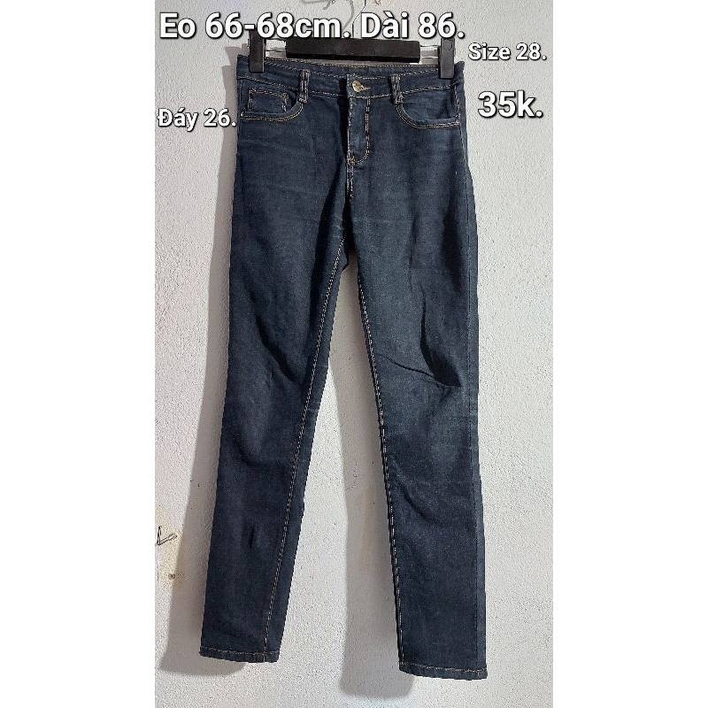 Quần jean eo 66-68cm, dài 86cm, eo 62-64cm và eo 64-68cm.