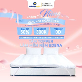 Topper nệm dày mềm bảo vệ nệm edena deluxe dày 5cm màu trắng
