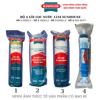 Bộ 4 lõi lọc nước 1234 SUNHOUSE Hàng chính hãng - lắp được các loại máy lọc nước ro