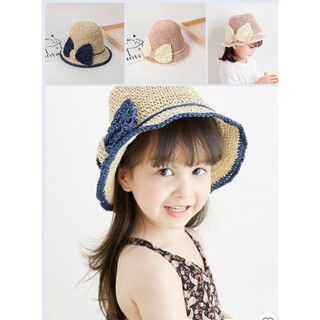 Mũ cói rộng vành nơ to chống nắng siêu yêu cho bé gái
