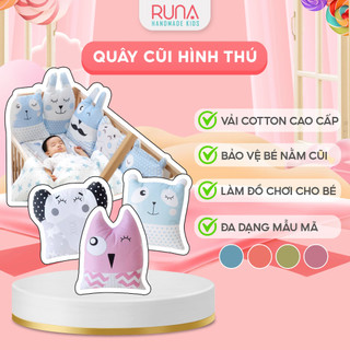 Quây cũi vải hình con thú cho bé RUNA KIDS -  Chất liệu Cotton cao cấp, giúp hạn chế va đập, bảo vệ an toàn cho bé
