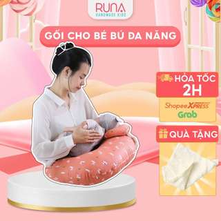 Gối cho bé bú đa năng cao cấp RUNA KIDS chất liệu Cotton Hàn 100% cao cấp mềm mịn thoáng mát an toàn cho da bé