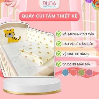 Bộ 4 tấm quây cũi cho bé RUNA KIDS chất liệu muslin cao cấp mềm mại thoáng khí thấm hút mồ hôi họa tiết dễ thương cho bé