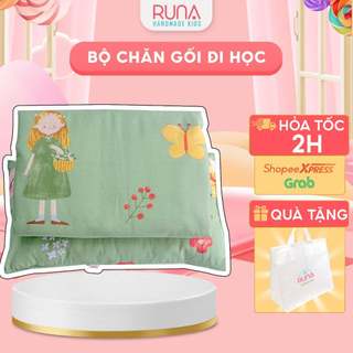 Chăn gối đi học cho bé Mẫu Giáo Runa Kids chất liệu Satin cotton cao cấp thoáng mát an toàn cho làn da của bé