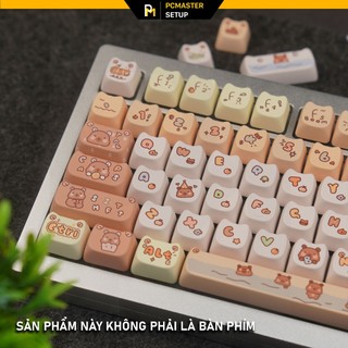 Keycap cute Capybara chiều cao MAO họa tiết in dyesub không mờ dùng cho nhiều layout bàn phím cơ