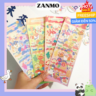 Zanmo tờ nhãn dán sticker thỏ nấm dễ thương decor toploader