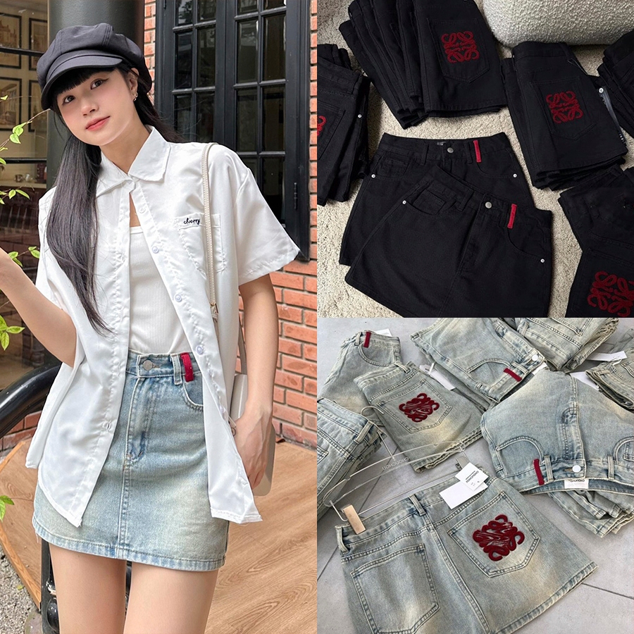 Chân váy jeans dáng ngắn form A thêu túi sau HAVANA CV150
